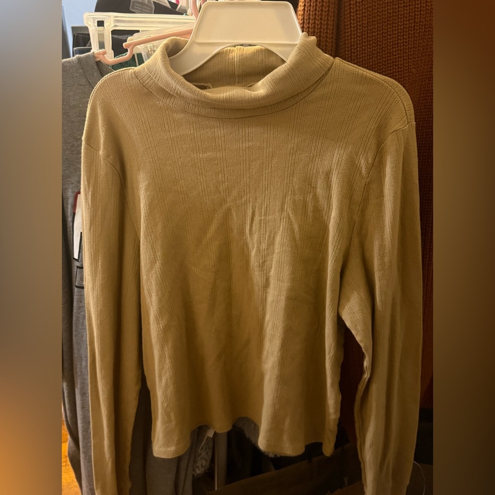 Aerie Tan Cowl Neck Sweater